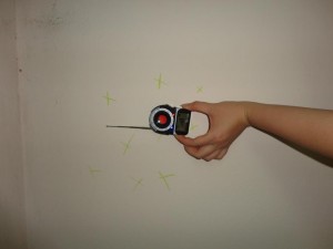 Detector showing the location of microphones hidden behind a wall in the apartment of blogger Nguyen Van Dai.