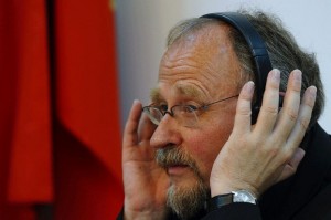 United Nations Special Rapporteur on Religious Freedom Heiner Bielefeldt listens to a question during a press conference in Hanoi on July 31, 2014 AFP