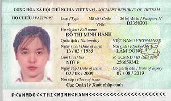 Hộ chiếu của cô Đỗ Thị Minh Hạnh Files photos