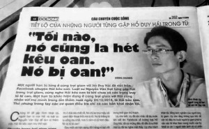 Ngày 1 tháng 1 vừa qua báo Đời Sống Pháp Luật đã phỏng vấn kèm theo hình ảnh của anh Đinh Nhật Uy RFA, screen capture