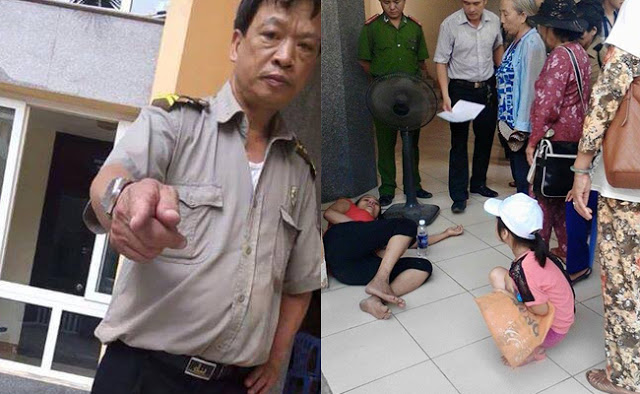 Knocked-down Hien in the government building in Ha Dong district