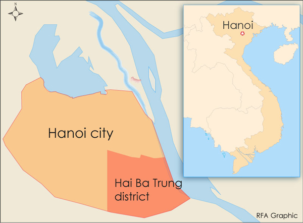 The map shows Hai Ba Trung district in Hanoi, Vietnam.