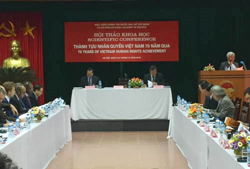 The conference on “70 Years of Vietnam’s Human Rights Achievements” is held on December 9 in Hanoi__Photo: Internet