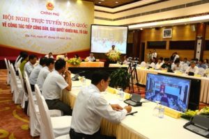 Ảnh: Hội nghị trực tuyến tại Hà Nội (ảnh: Q.Vinh)